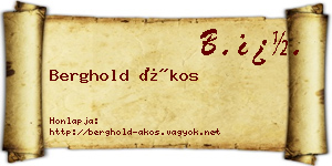 Berghold Ákos névjegykártya